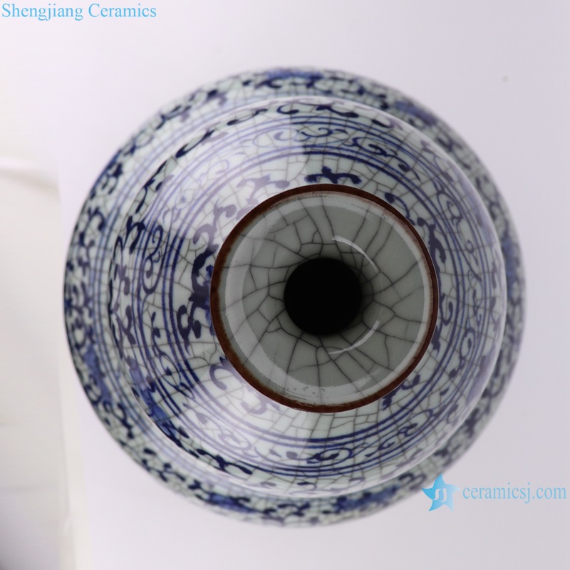 RXAH07/RXAH08 Jingdezhen Twsited Flower Pattern Blue and white Porcelain Ice Crack Ceramic Gourd shape Vase
