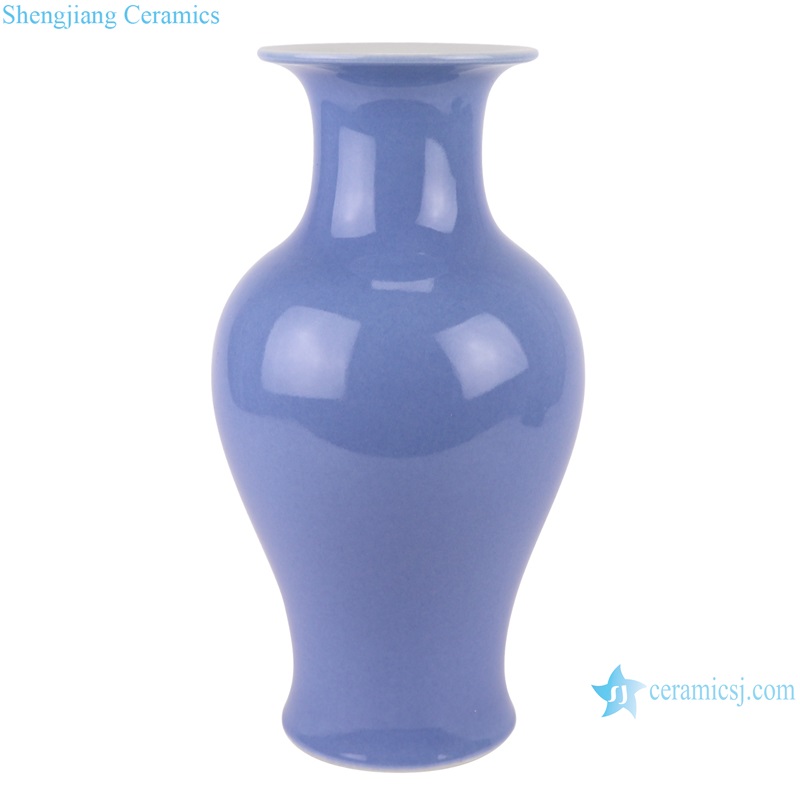 RXAI01 Blue Glazed Plum Carved Flower and Bird Ceramic Vase