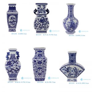 RYUJ50-51-52-53-54-55 blue and white good price middle size porcelain vase different patterns