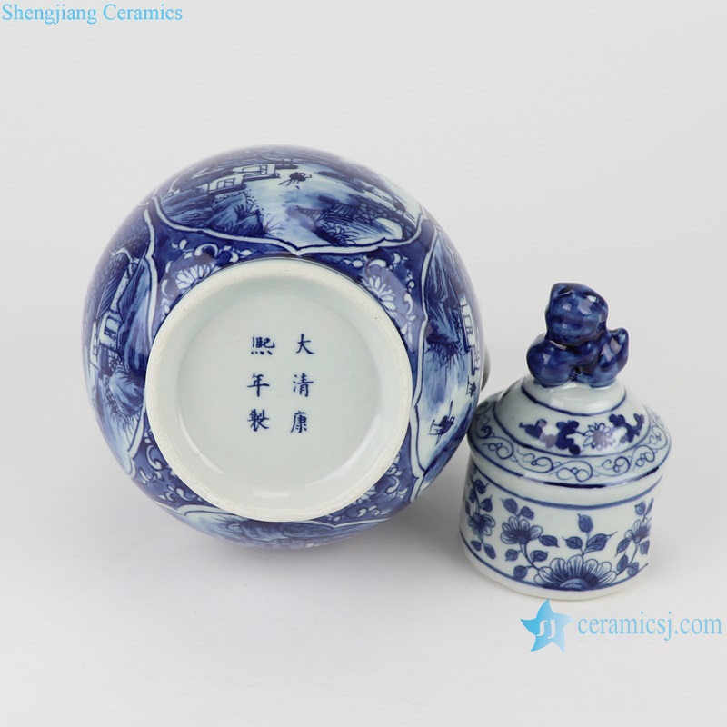 RYUK47 Blue and white opening-window mountain porcelain kettle
