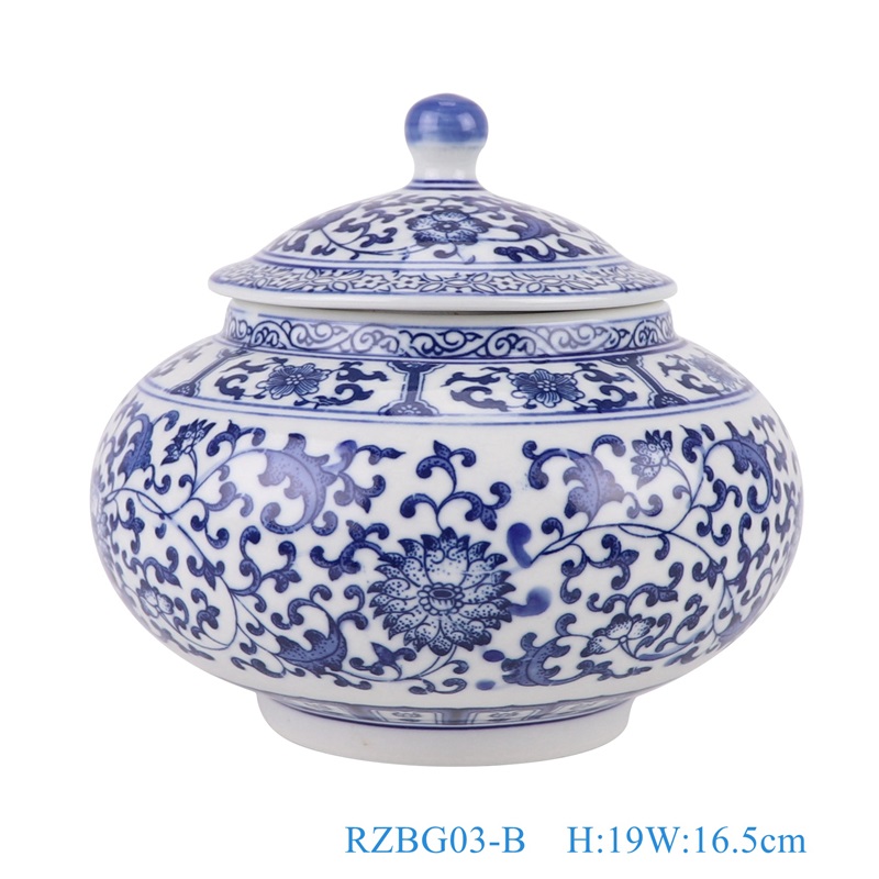 Porcelain Blue and white Twisted flower desgin Red Glazed Ceramic Storage Tea Jars Canister pot