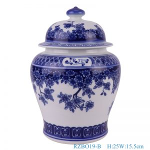 RZBO19-B Blue and white Ceramic Storage Pot Butterfly Flower Pattern Porcelain Lidded Jars