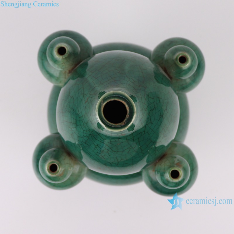 RZKR48-A-B crakcle green glaze gourd globular shape vase ceramic ornament