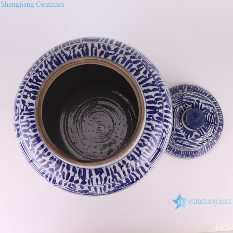 RZKT24-I Blue and White Jingdezhen Porcelain Peony flower Pattern Ceramic Lidded Temple Ginger Jars