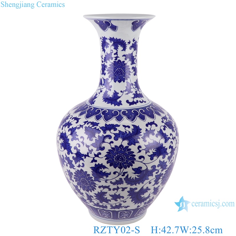 RZTY02-L-S Blue and white interlocking lotus pattern big and small ceramic vase