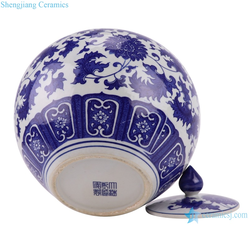 RZTY06-A Jingdezhen watermelon pot with blue and white lotus pattern