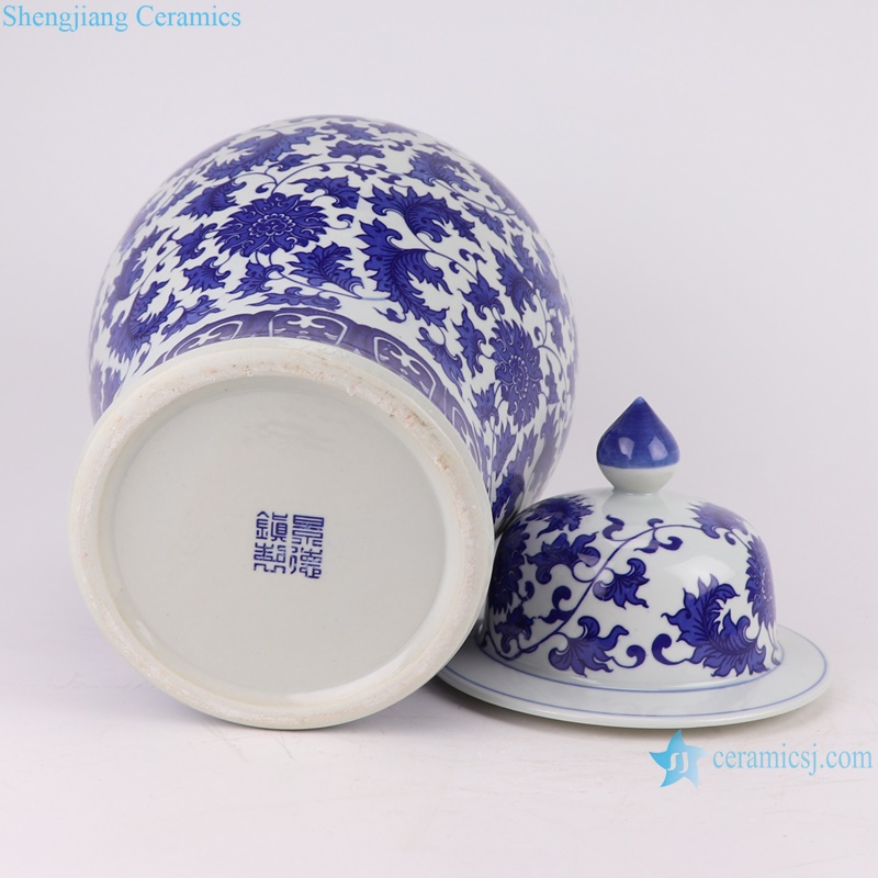 RZTY08-L-S Blue and white interlocking lotus pattern porcelain ginger pot large and small