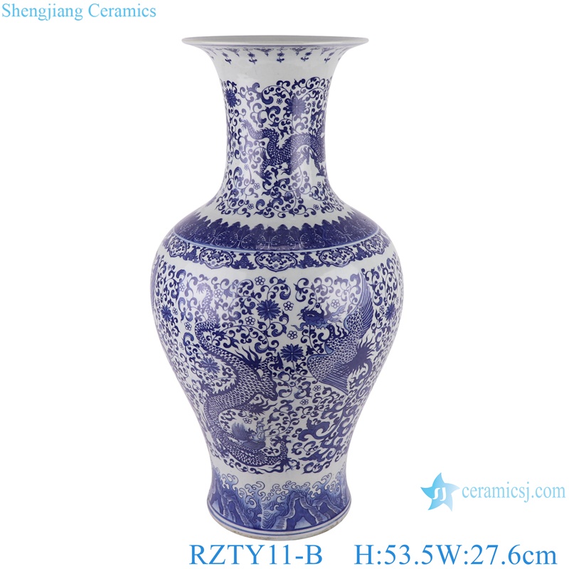 RZTY11-A-B Blue and white fish tail shape ceramic vase