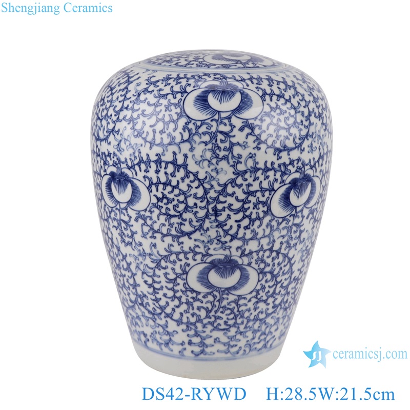 Blue and White Twisted flower Wax gourd pot Ceramic Lamp Base