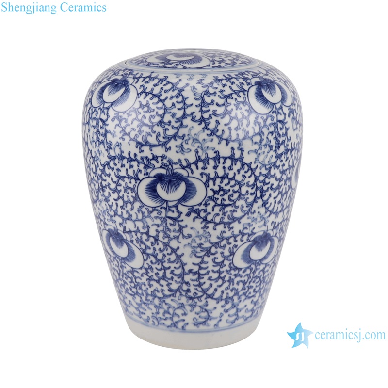 DS42-RYWD Blue and White Twisted flower Wax gourd pot Ceramic Lamp Base