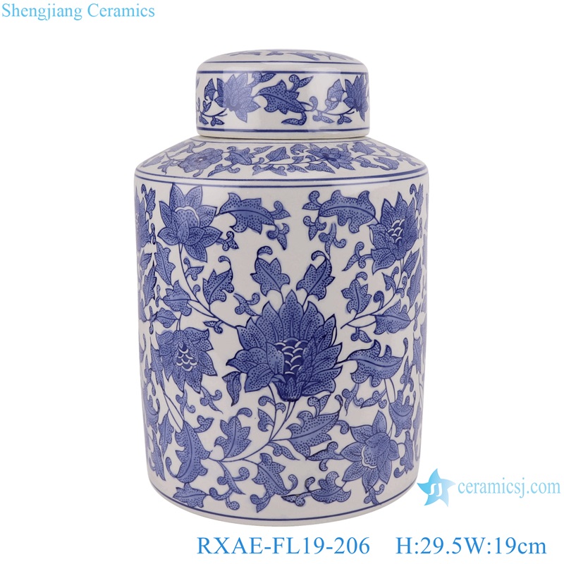 Blue and White Twisted flower Pattern Porcelain Tea tin Jars Canister