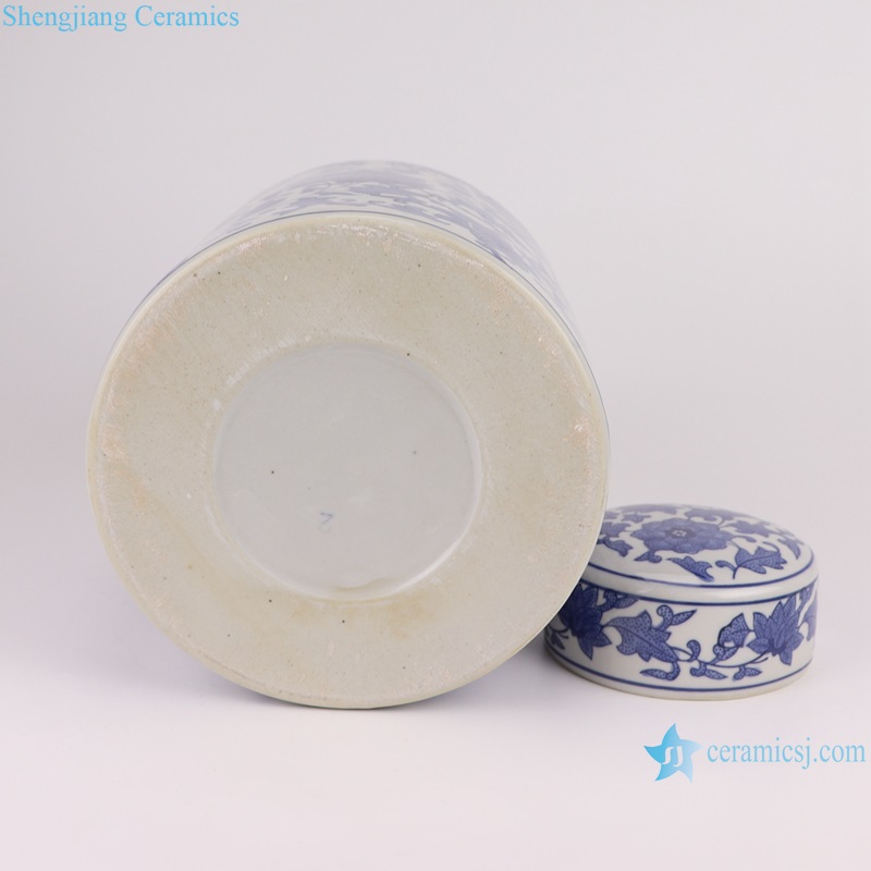 RXAE-FL19-206 Blue and White Twisted flower Pattern Porcelain Tea tin Jars Canister