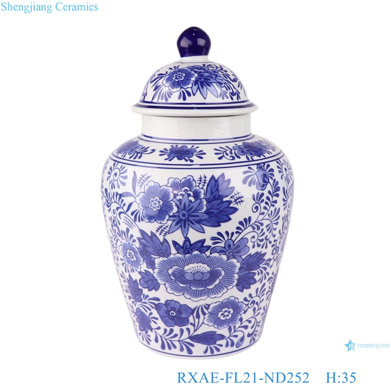 Blue and white Porcelain Twisted flower lidded Ginger jars ceramic pot