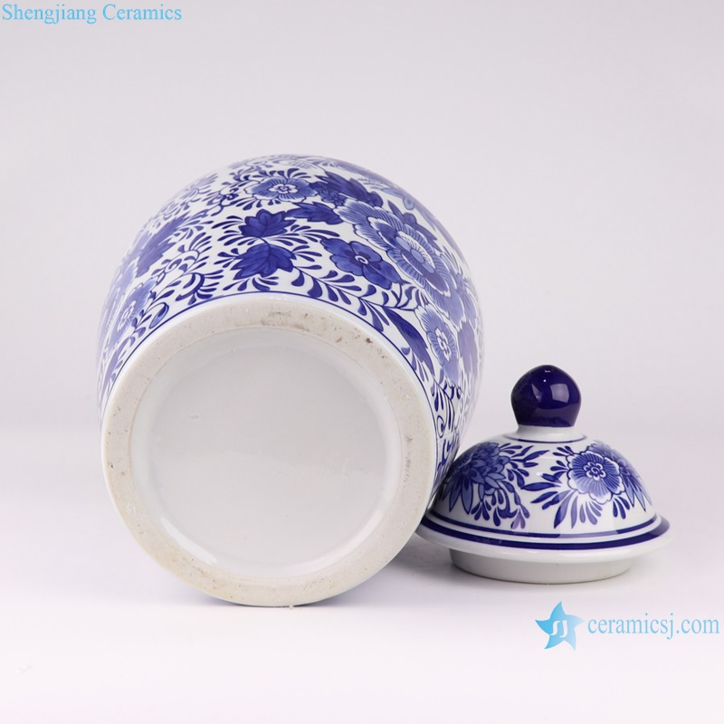 RXAE-FL21-ND252 Blue and white Porcelain Twisted flower lidded Ginger jars ceramic pot