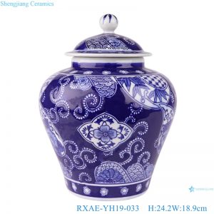 RXAE-YH19-033 Blue and White Porcelain Dark blue glazed Flower pattern Ceramic lidded ginger jars