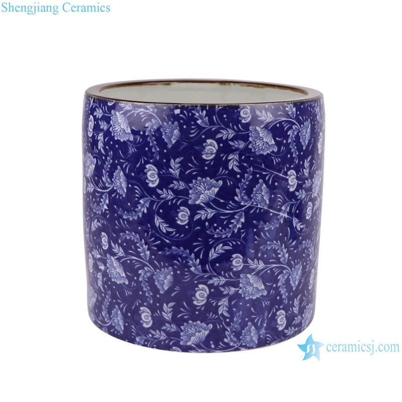 RXAF01-F Flower Pattern Dark Blue Glazed Porcelain Pen Holder Ceramic Vases