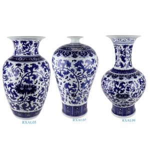 RXAL05/RXAL07/RXAL09 Blue and White Porcelain Jingdezhen Twisted flowers Design Wax gourd Plum Vase