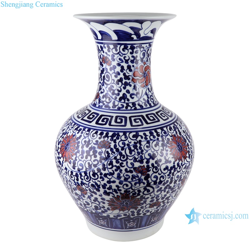 RXAL04/RXAL08 Blue and White Underglazed red twisted flowers Fishtail appreciate Porcelain Vase