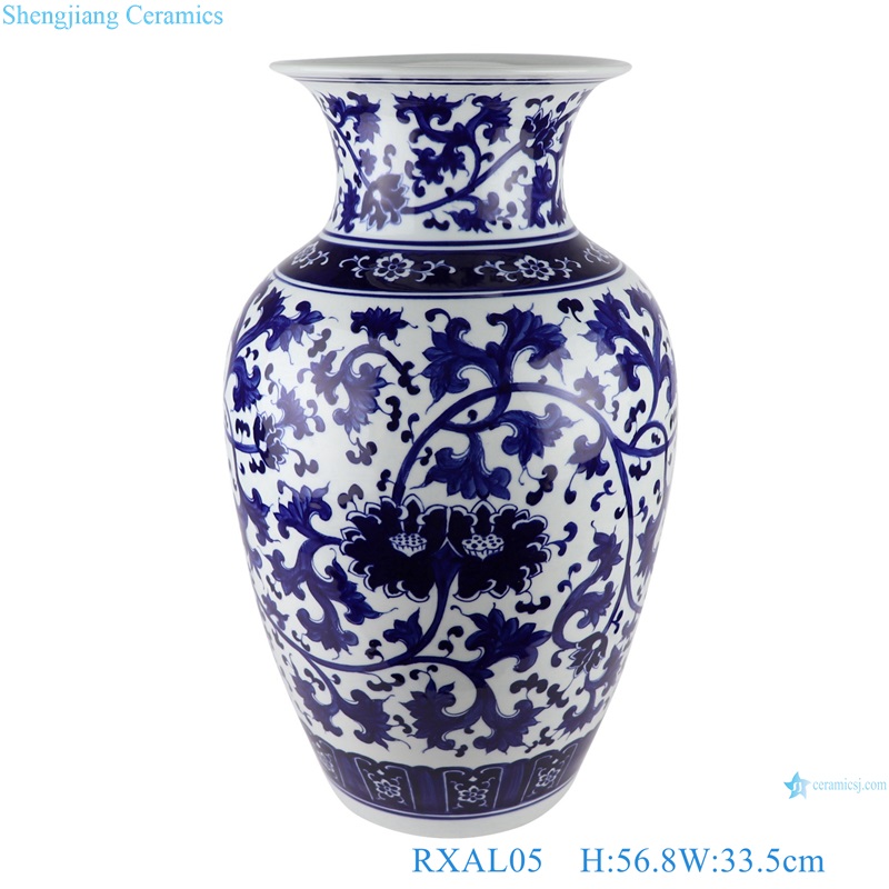 Blue and White Porcelain Jingdezhen Twisted flowers Design Wax gourd Plum Vase 