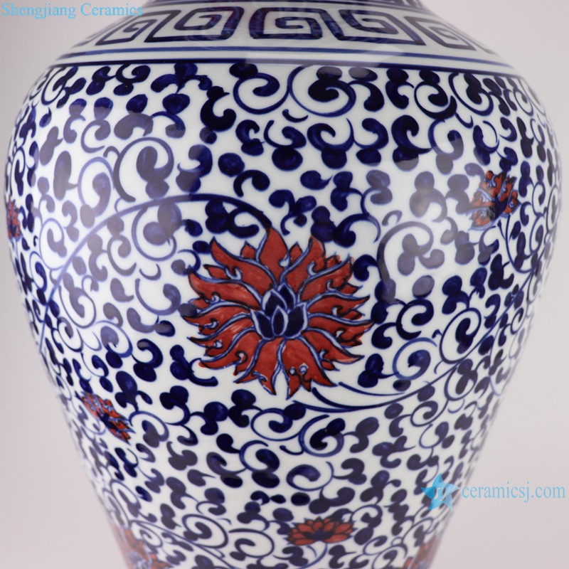 RXAL04/RXAL08 Blue and White Underglazed red twisted flowers Fishtail appreciate Porcelain Vase