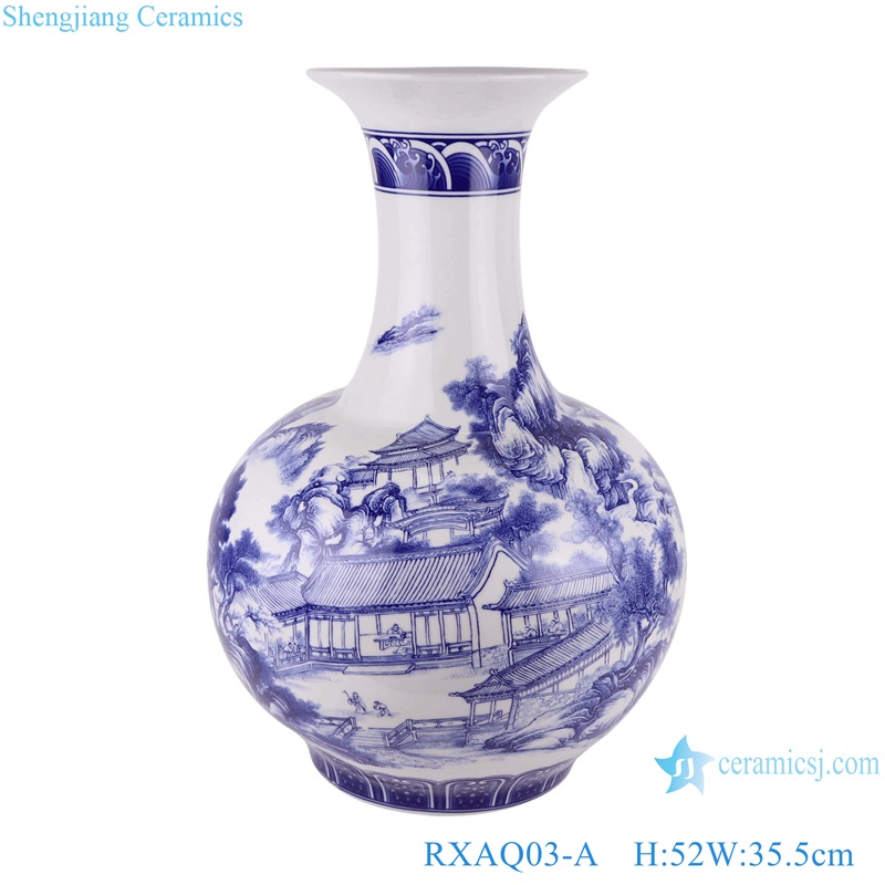 Colorful Flower Twsited landscape pattern Blue and white Jingdezhen Ceramic Vase