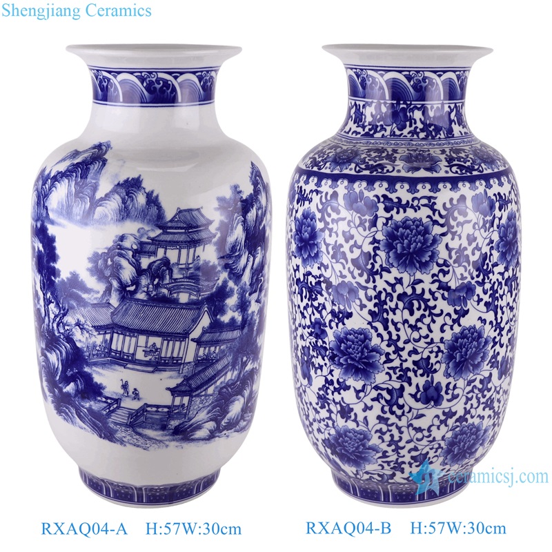 RXAQ04-A-B Jingdezhen Landscape Lotus flower Twisted Pattern Wax gourd bottle shape Ceramic Vase decor