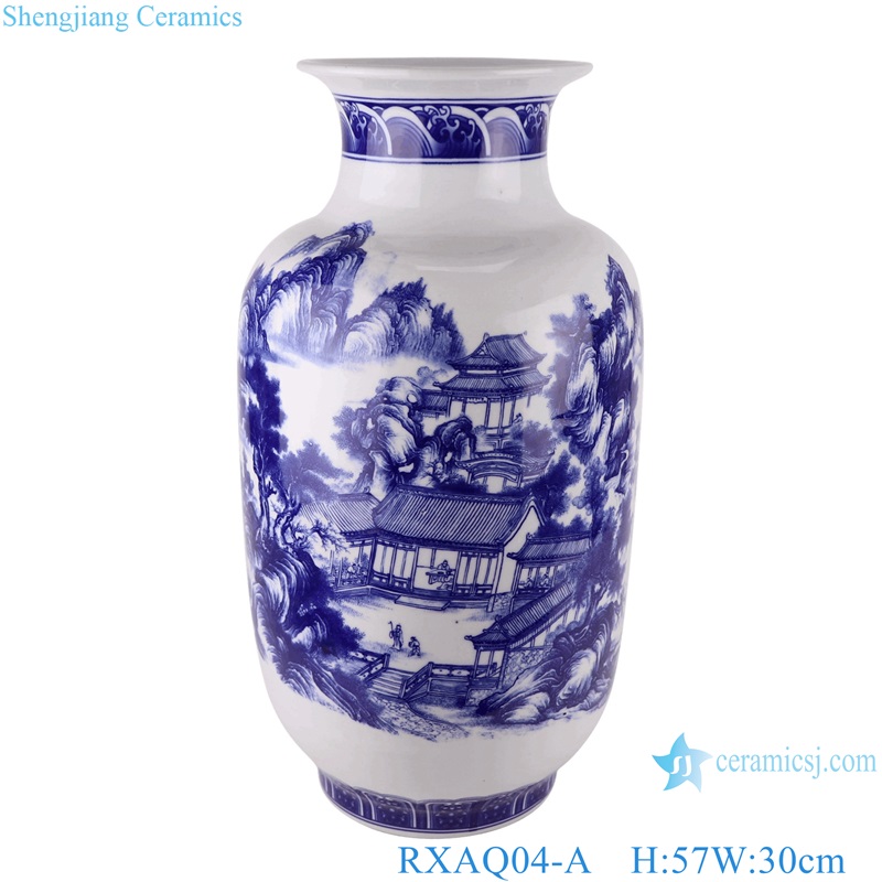 Jingdezhen Landscape Lotus flower Twisted Pattern Wax gourd bottle shape Ceramic Vase decor