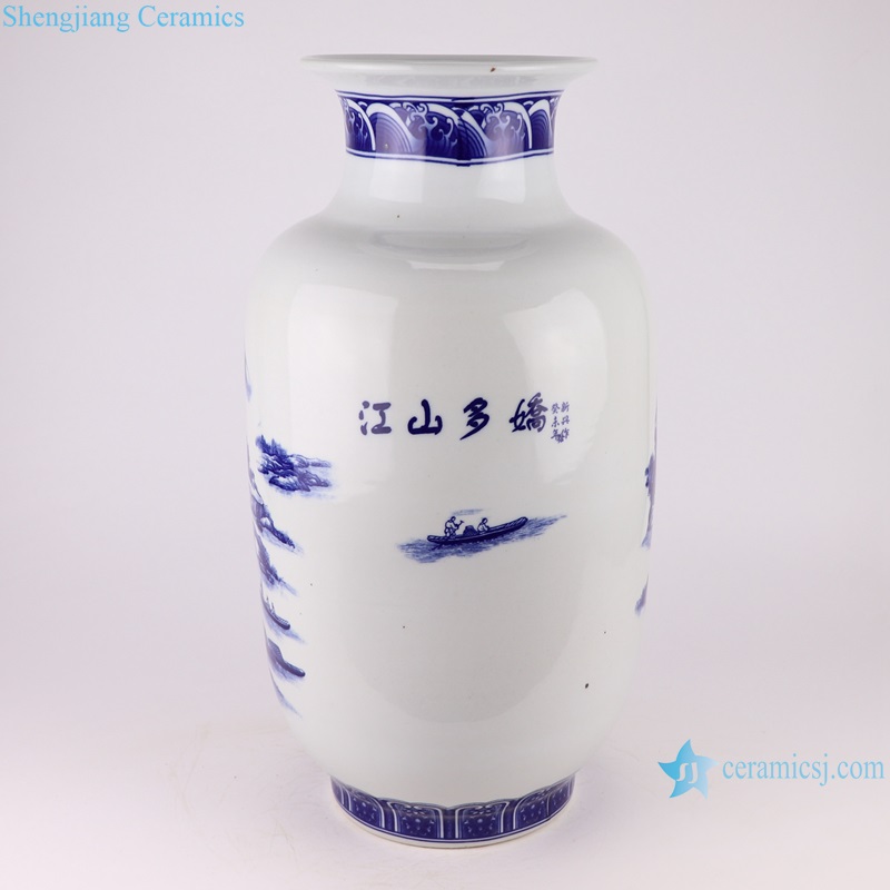 RXAQ04-A-B Jingdezhen Landscape Lotus flower Twisted Pattern Wax gourd bottle shape Ceramic Vase decor