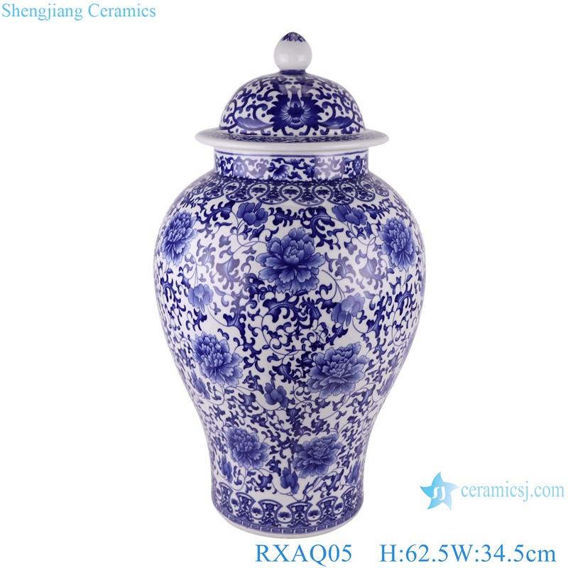 Large size Porcelain Twisted flower Pattern Lidded ginger jars Ceramic Temple jars