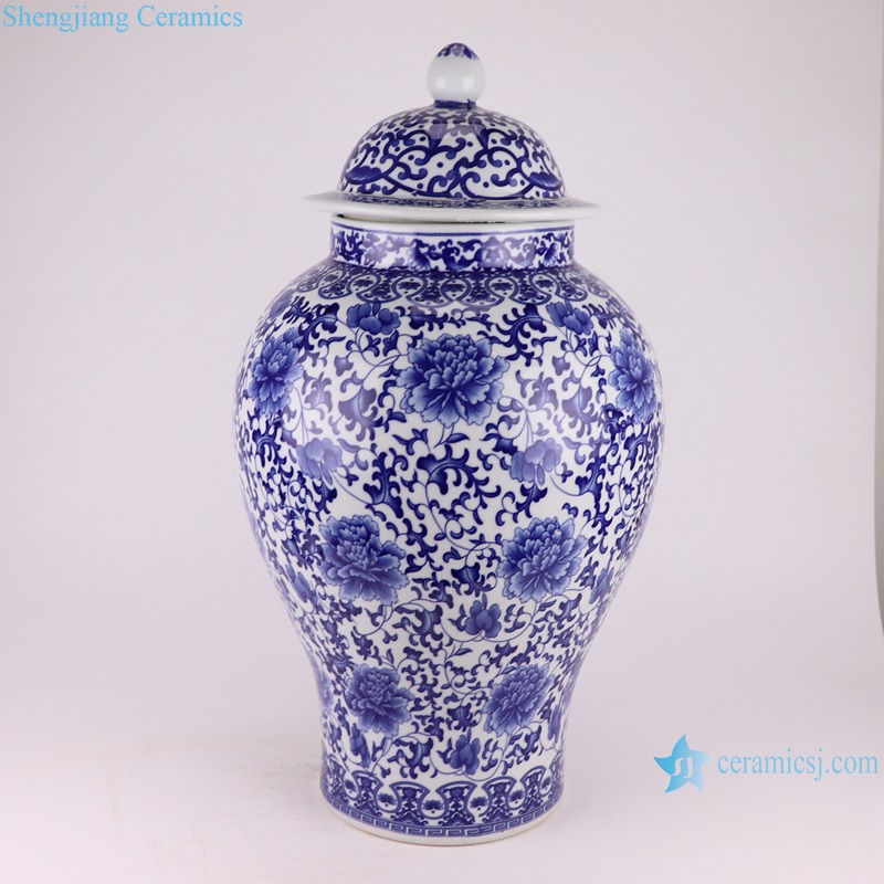 RXAQ05 Large size Porcelain Twisted flower Pattern Lidded ginger jars Ceramic Temple jars
