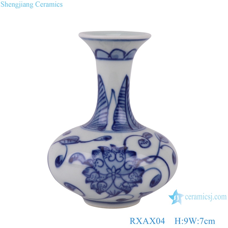 RXAX01-08-ZUHE Blue and White Porcelain Twisted flower Pattern Ceramic Small Vase