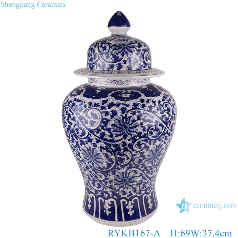 Jingdezhen Ceramic storage pot Blue and White Twisted flower Full pattern Lidded ginger jars 