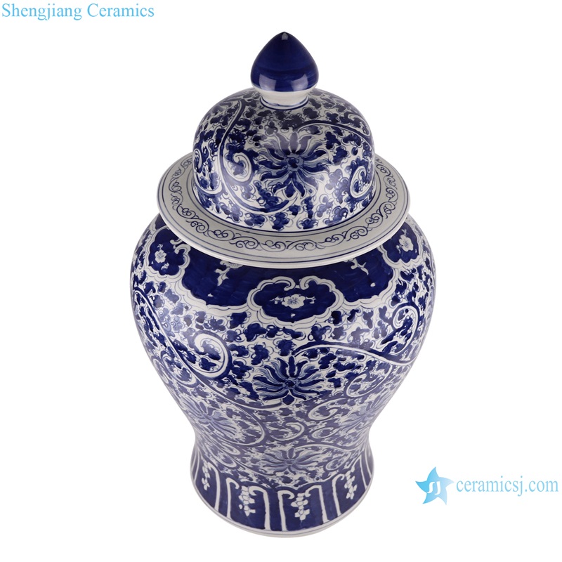 RYKB167-A Jingdezhen Ceramic storage pot Blue and White Twisted flower Full pattern Lidded ginger jars