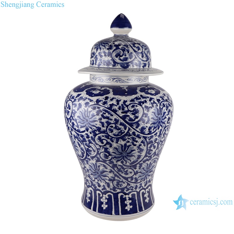 RYKB167-A Jingdezhen Ceramic storage pot Blue and White Twisted flower Full pattern Lidded ginger jars