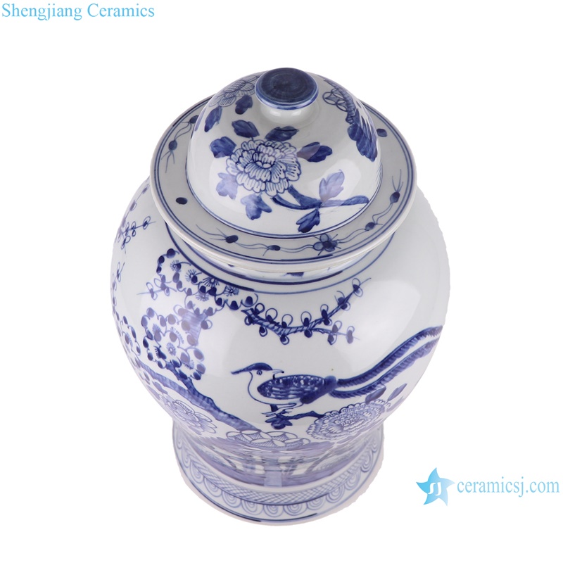 RZFI05-D-NEW Bird and flower Pattern Blue and white porcelain Lidded Jars