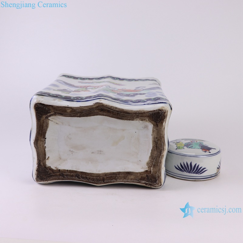 RZKT44 Colorful Square Shape Ceramic Ancestor Storage Pot Jars Canister