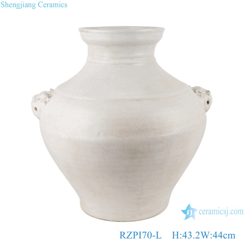 Antique White Glazed Cracked Octahedral shape Ceramic Vase Pot 