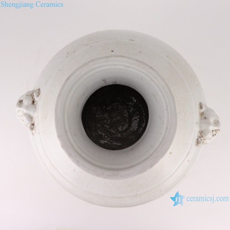 RZPI70-S-L Antique White Glazed Cracked Octahedral shape Ceramic Vase Pot