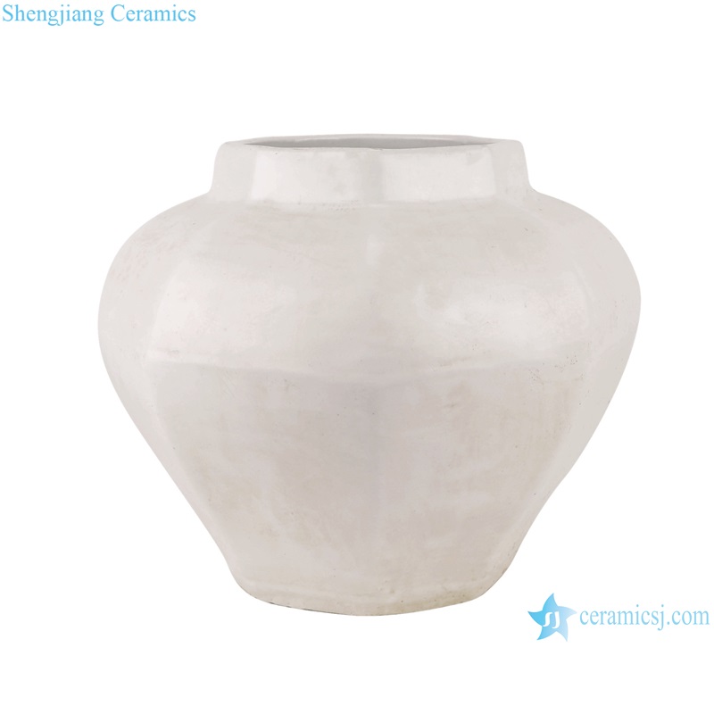 RZPI71-B Jingdezhen Antique White Octahedron Shape Ceramic Pot vase