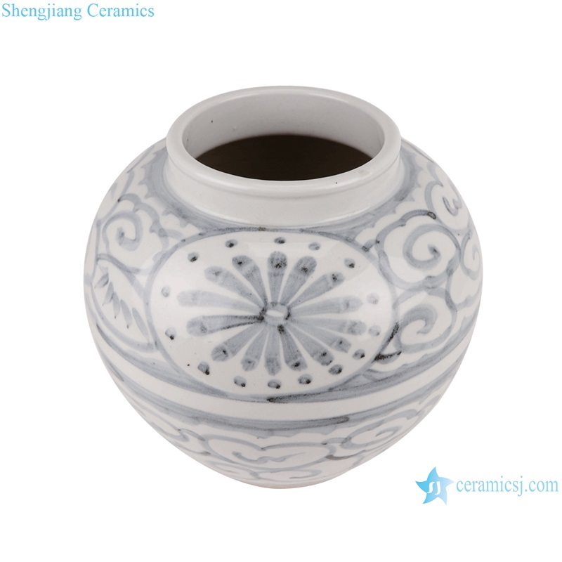RZPI77 Blue and White Porcelain Sunflower Pattern Antique Ceramic Pot
