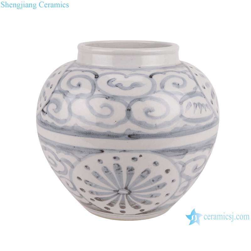 RZPI77 Blue and White Porcelain Sunflower Pattern Antique Ceramic Pot