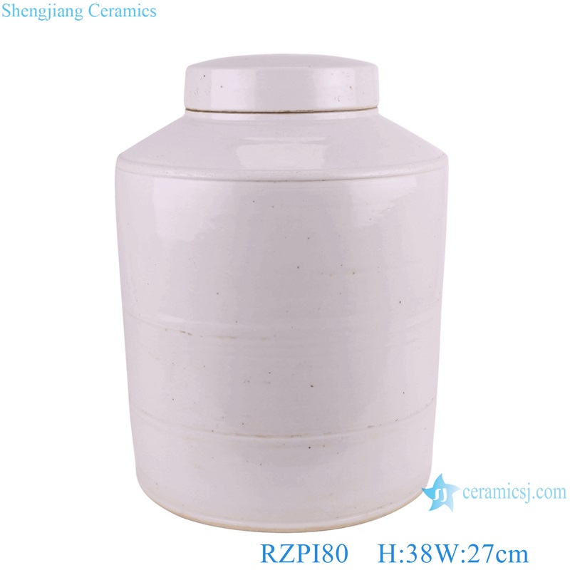 Antique White Color Glazed Straight tea pot Ceramic Tin Jars 