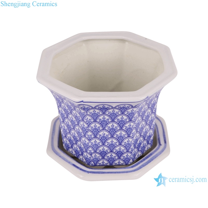 Blue and white Porcelain Twisted Pattern 3 sizes Ceramic Planter 