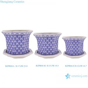 RZPR04 Blue and white Porcelain Twisted Pattern 3 sizes Ceramic Planter