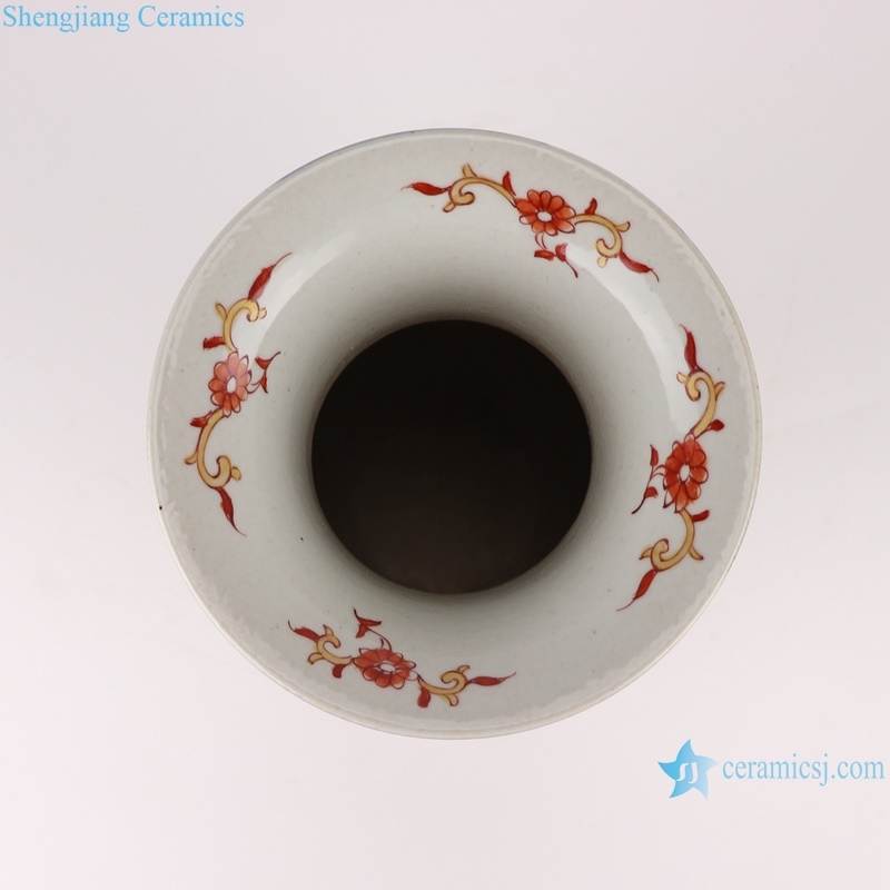 RZQF02 Jingdezhen hand painted doucai phoenix pattern maple leaf shape ceramic vase