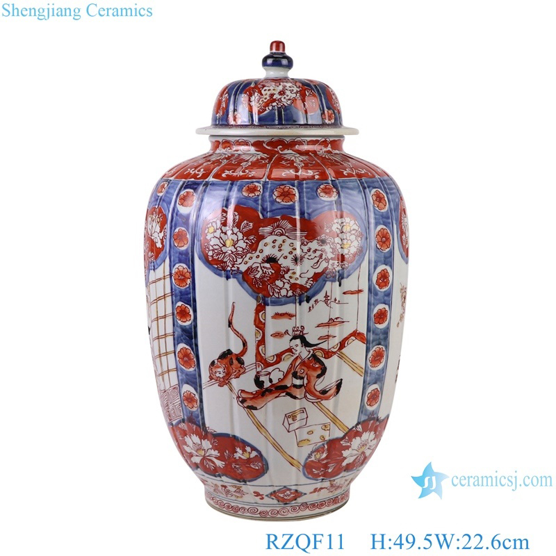 RZQF11 Jingdezhen hand painted doucai figure pattern ceramic ginger jar