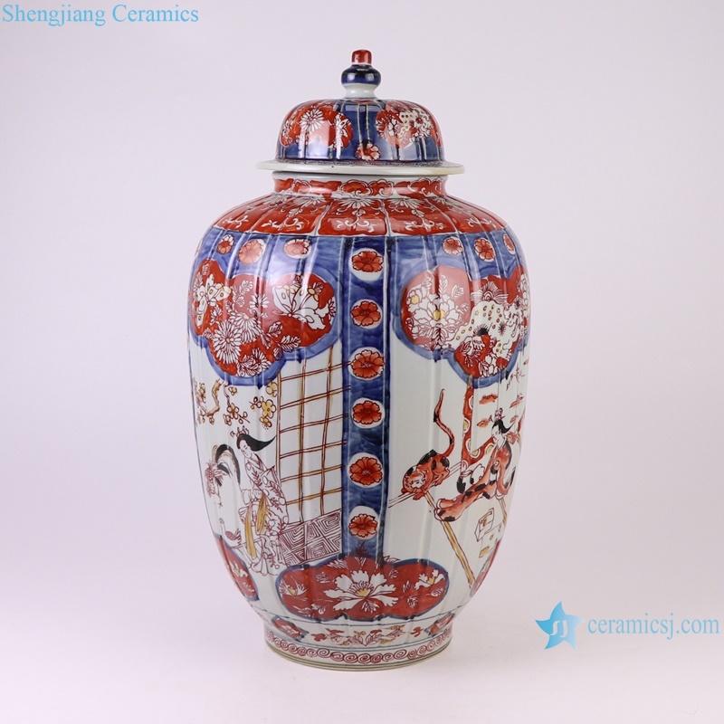 RZQF11 Jingdezhen hand painted imari style doucai figure pattern ceramic ginger jar