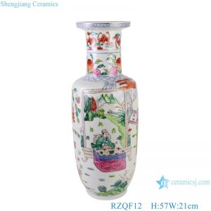RZQF12 Jingdezhen hand painted doucai colorfull figure pattern chinese-staff-shaped ceramic vase