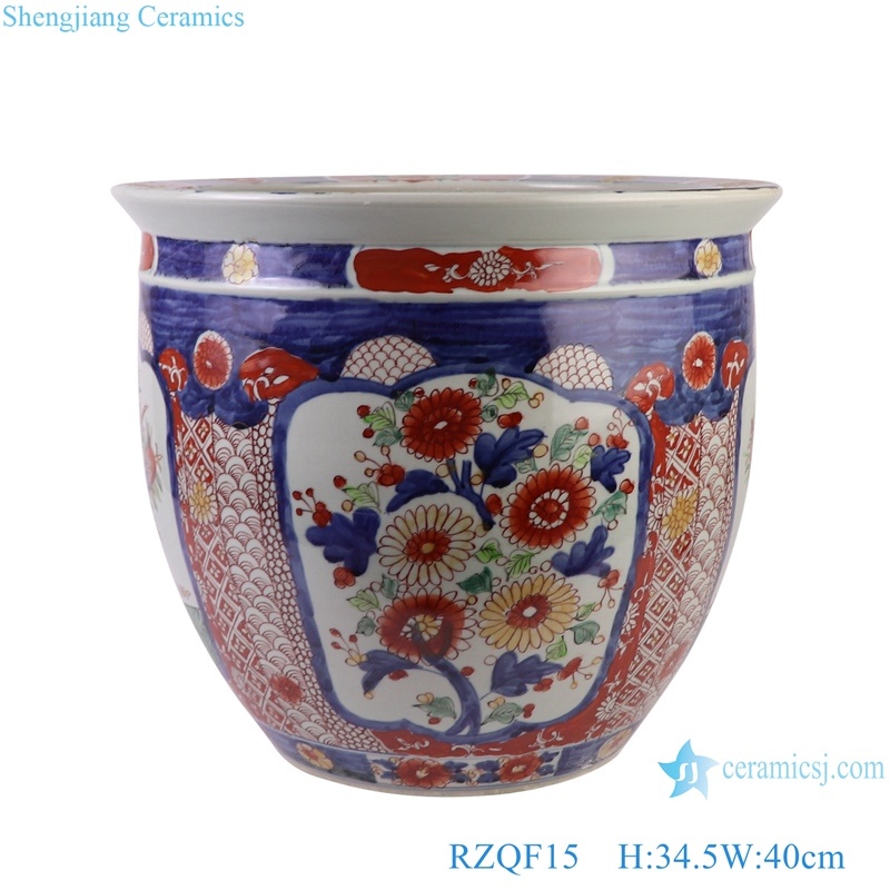 RZQF15 Jingdezhen new hand painted doucai flower and bird pattern big ceramic planter