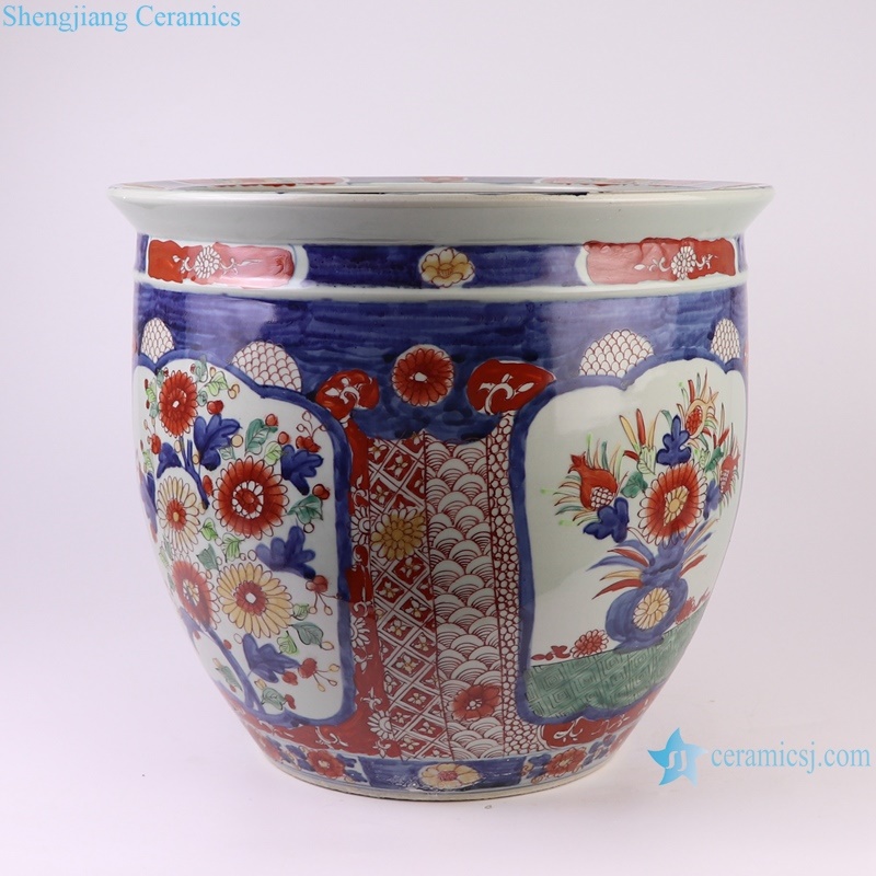 RZQF15 Jingdezhen new hand painted doucai flower and bird pattern big ceramic planter